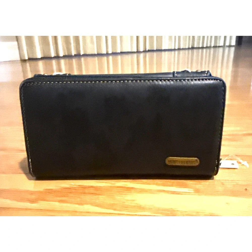 NWT Montana West Black Gray Cross Wallet NWT Crass Studded Western Coin Zipper *